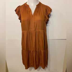 NWT - Mittoshop fall rust tiered dress ruffle sleeves - M